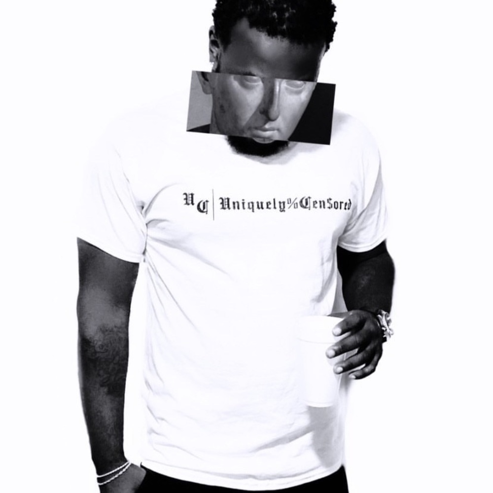 Uniquely Censored Logo Tee in white